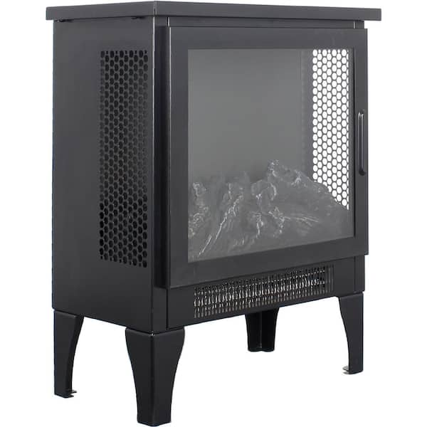 15 in. 400 sq. ft. 3-Sided 3D Flame Electric Stove in Black