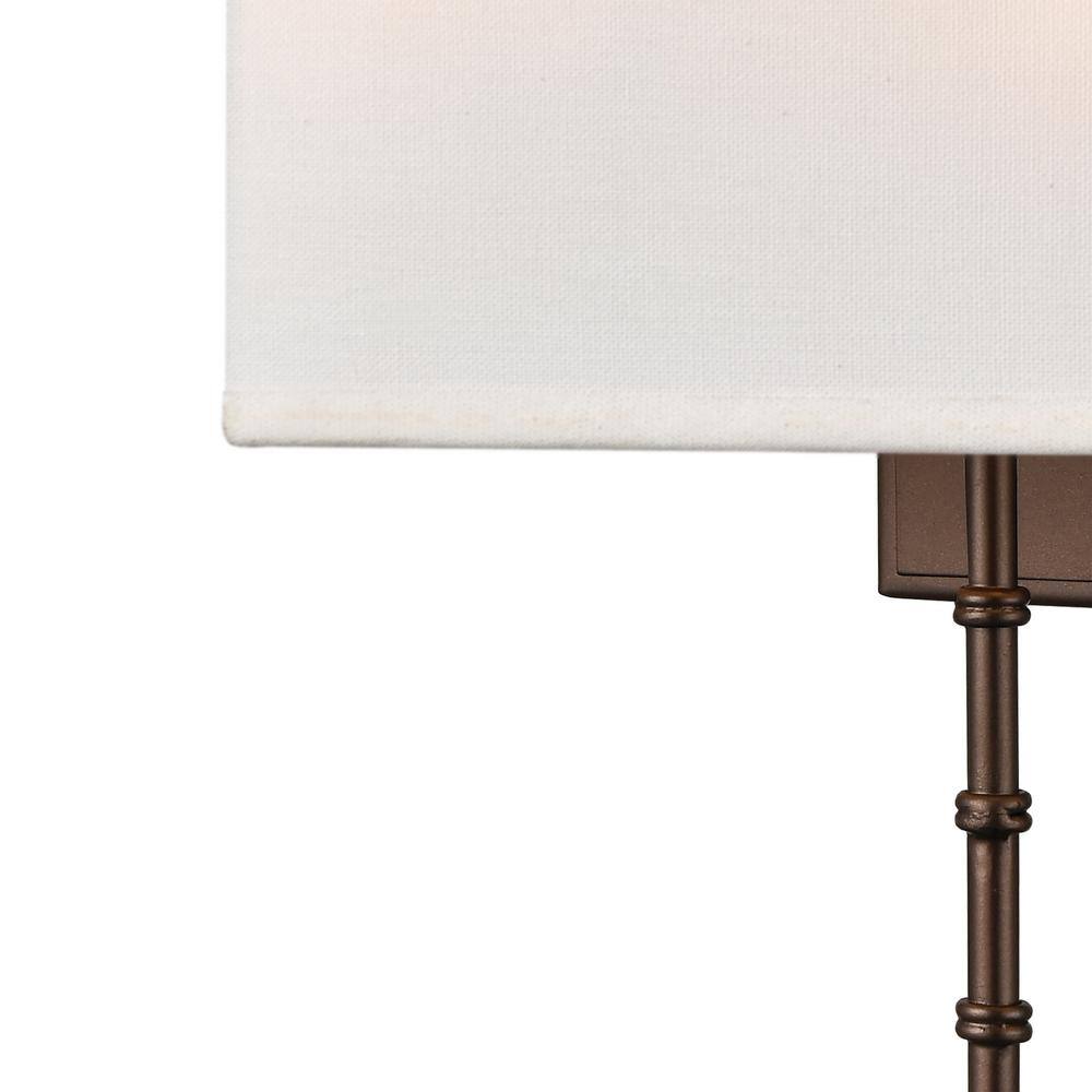 Shannon Dimmable Oil Rubbed Bronze Sconce with White Fabric Shade