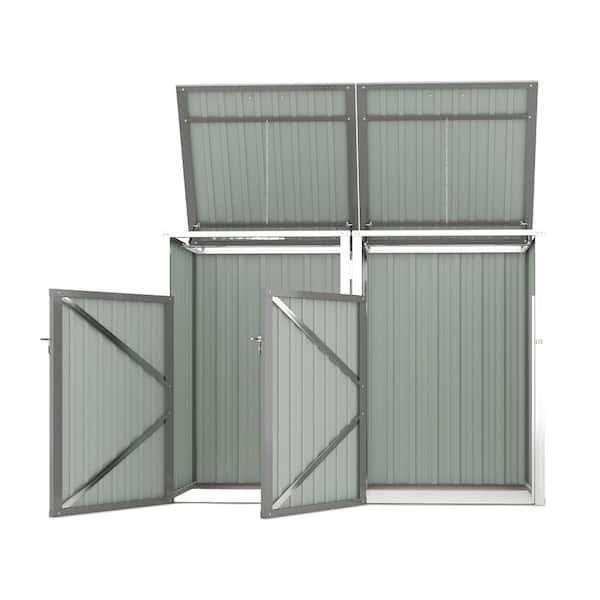 5 ft. W x 3 ft. D Gray Metal Outdoor Trash Can Storage Shed (15 sq. ft. )