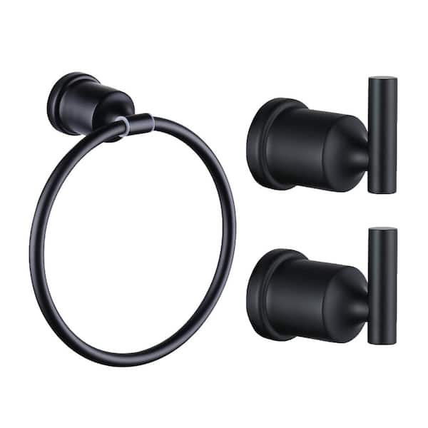 WOWOW Matte Black 3 -Piece Bath Hardware Set with Mounting Hardware in Stainless Steel