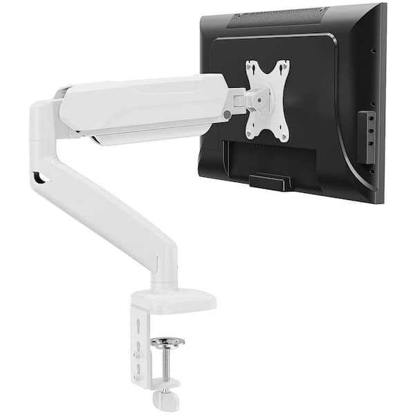 Max 32 in. Single Monitor Desk Mount, Adjustable Gas Spring Monitor Arm with Clamp/Grommet Mounting Base White