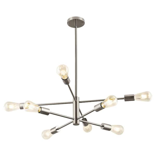 Merra 8-Light Nickel Modern Sputnik Chandelier for Dining Room with 4 ...