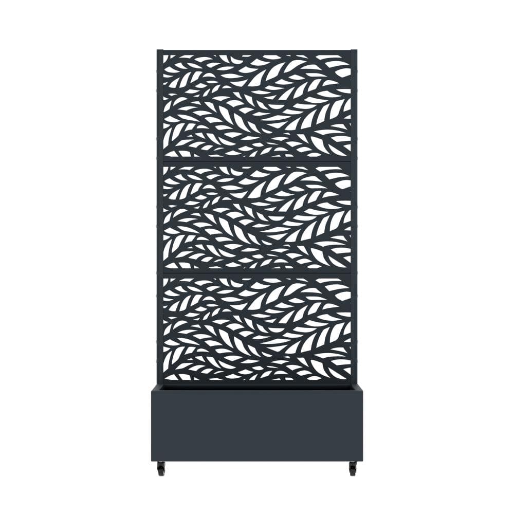 35 in. L x 16 in. W x 72 in. H Gray Square Outdoor Iron Bed with Ornate Leaf Pattern Trellis (1-Pack) price history on PriceWatchPro