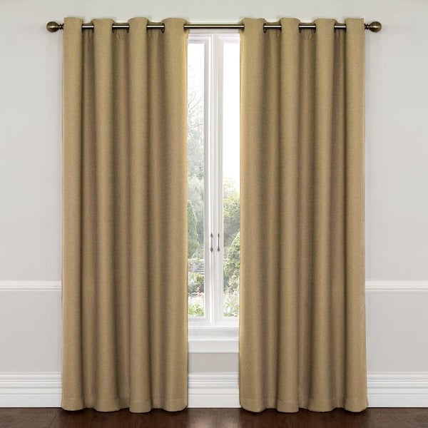 Eclipse Latte Woven Thermal Blackout Curtain - 52 in. W x 63 in. L