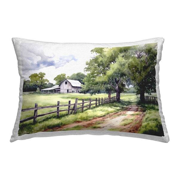 Stupell Industries Country Cottage Path Green Rectangular Outdoor Throw Pillow