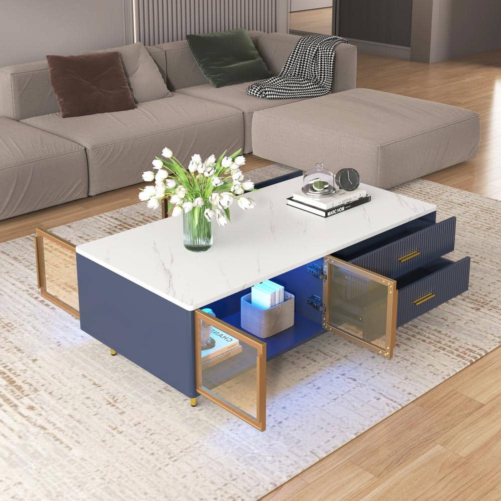 Blue and gold coffee table discount