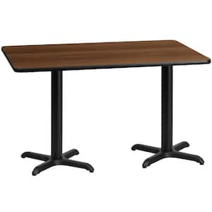 30 in. x 60 in. Rectangular Walnut Laminate Table Top with 22 in. x 22 in. Table Height Bases