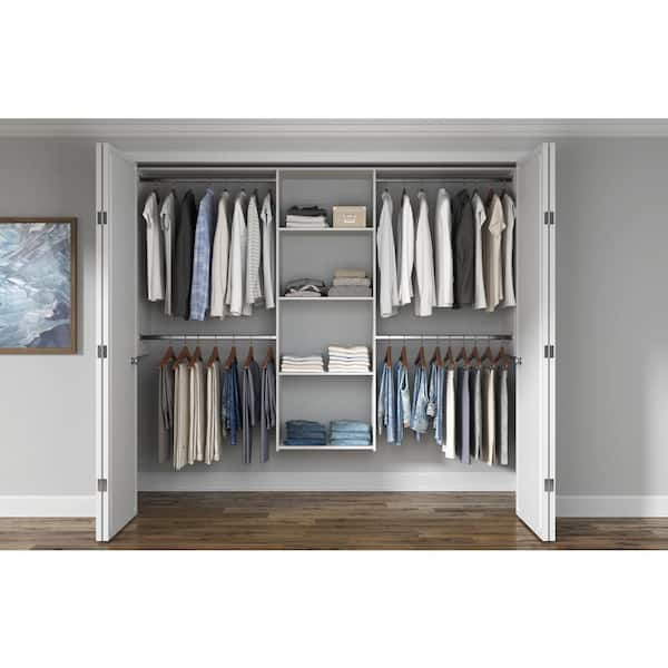 Essential Plus 60 in. W - 96 in. W White Wood Closet System