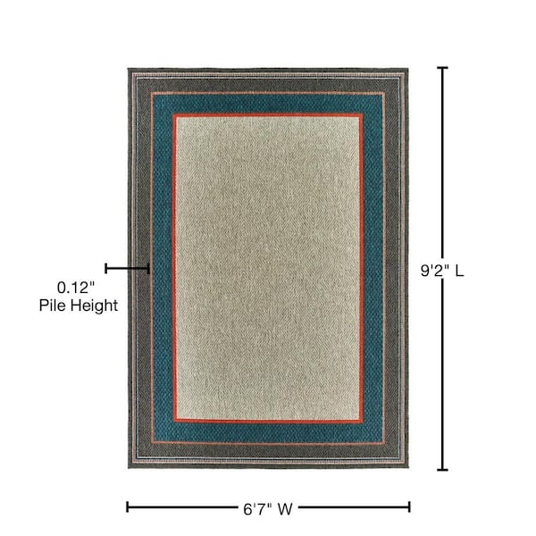 7' x 9' Blue and Gray Damask Indoor Outdoor Area Rug 7' x 9' Blue and Gray Damask Indoor Outdoor Area Rug