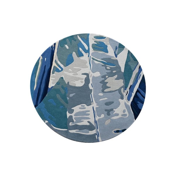 Kai Ivory 6 ft. Round Abstract Hand-Tufted Wool Area Rug