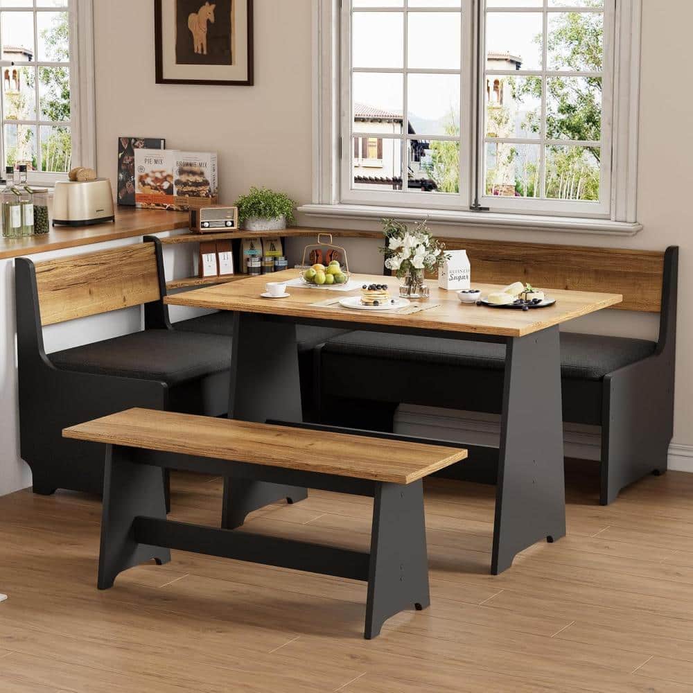 PAKASEPT Corner Breakfast Nook Table Set with Cushion, L-Shape Kitchen ...
