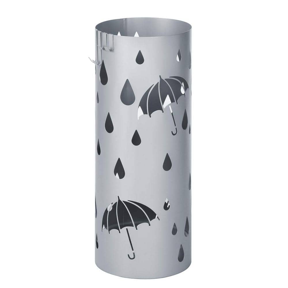 Angel Sar Grey Umbrella Stand, Metal Umbrella Holder with Water Tray