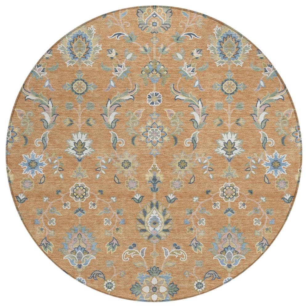 Chantille Machine Washable Indoor/Outdoor Abstract ACN2585 Copper 8 ft. x 8 ft. Round Rug price history on PriceWatchPro