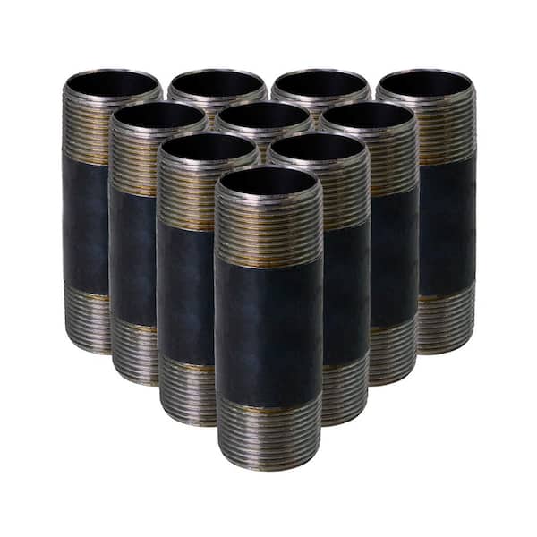 PLUMBFLEX Black Steel Pipe, 3/4 in. x 3-1/2 in. Nipple Fitting (Pack of 10)