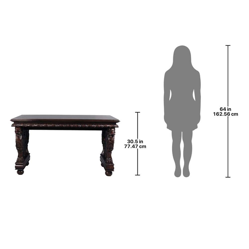 Gryphon Carved Mahogany 55'' Writing Desk in Brown