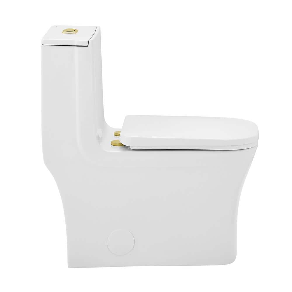 Concorde White One Piece Dual Flush Toilet with Brushed Gold Hardware