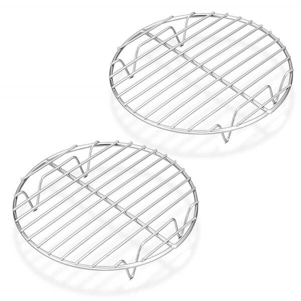 7.5 in. Stainless Steel Round Cooking Rack with Oven Safe for Cooking, Cooling, Steaming and Baking, Silver (2-Pack)
