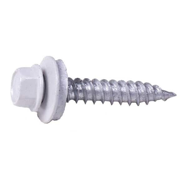 Fabral #10 1 in. External Hex Drive Flange Hex Head Steel Wood Screw in White (250-Piece/Bag)