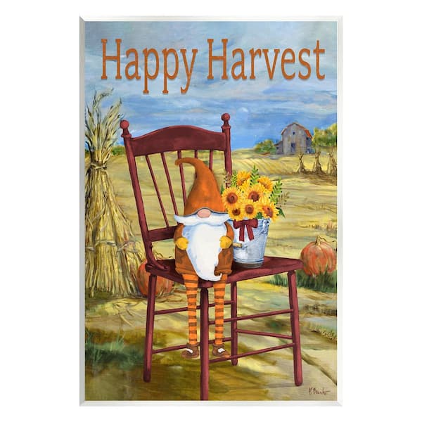 Stupell Industries Happy Harvest Country Gnome by Paul Brent 1-Piece Unframed Graphic Print Nature Poster Art Print 19 in. x 13 in.
