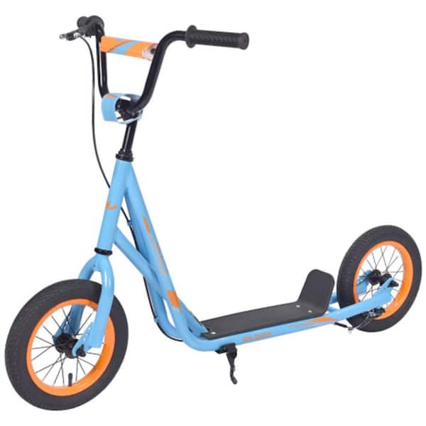 Misopily Kick Scooter Bike for 6-12-Years old Kids w/Adjustable Handlebar, 12 in. Inflatable Wheels, Non-Slip Footboard, Blue
