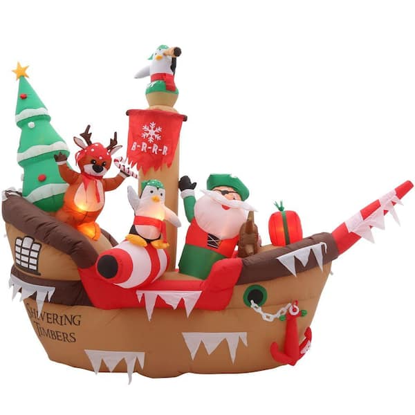 Gemmy 8 ft. H Inflatable Giant Christmas Pirate Ship Scene 36689 - The ...