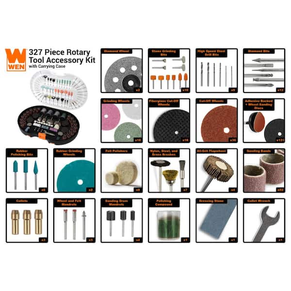 WEN Assorted Rotary Tool Accessory Kit with Carrying Case (282-Piece)  230282A - The Home Depot