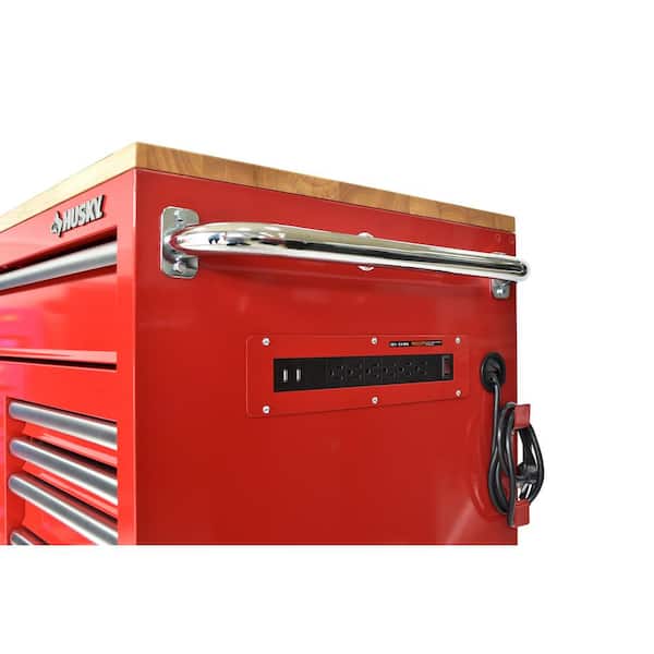 Husky Tool Storage 72 in. W x 21 in. D Standard Duty Gloss Red Mobile Workbench Tool Chest