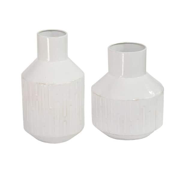 HomeRoots White Metal Mixed Table Vases Set of 2