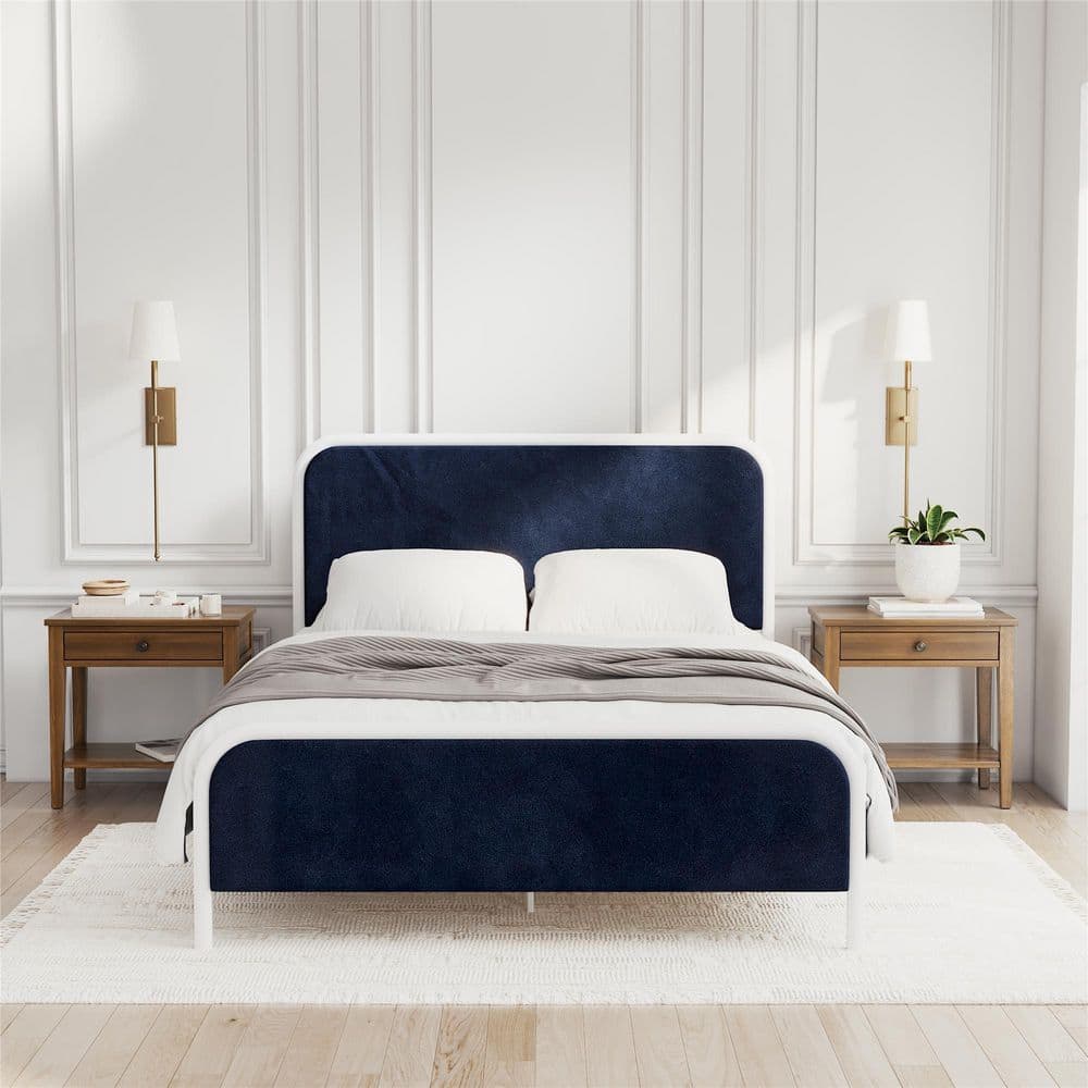Tallulah Upholstered Platform Bed Frame, Queen, Blue