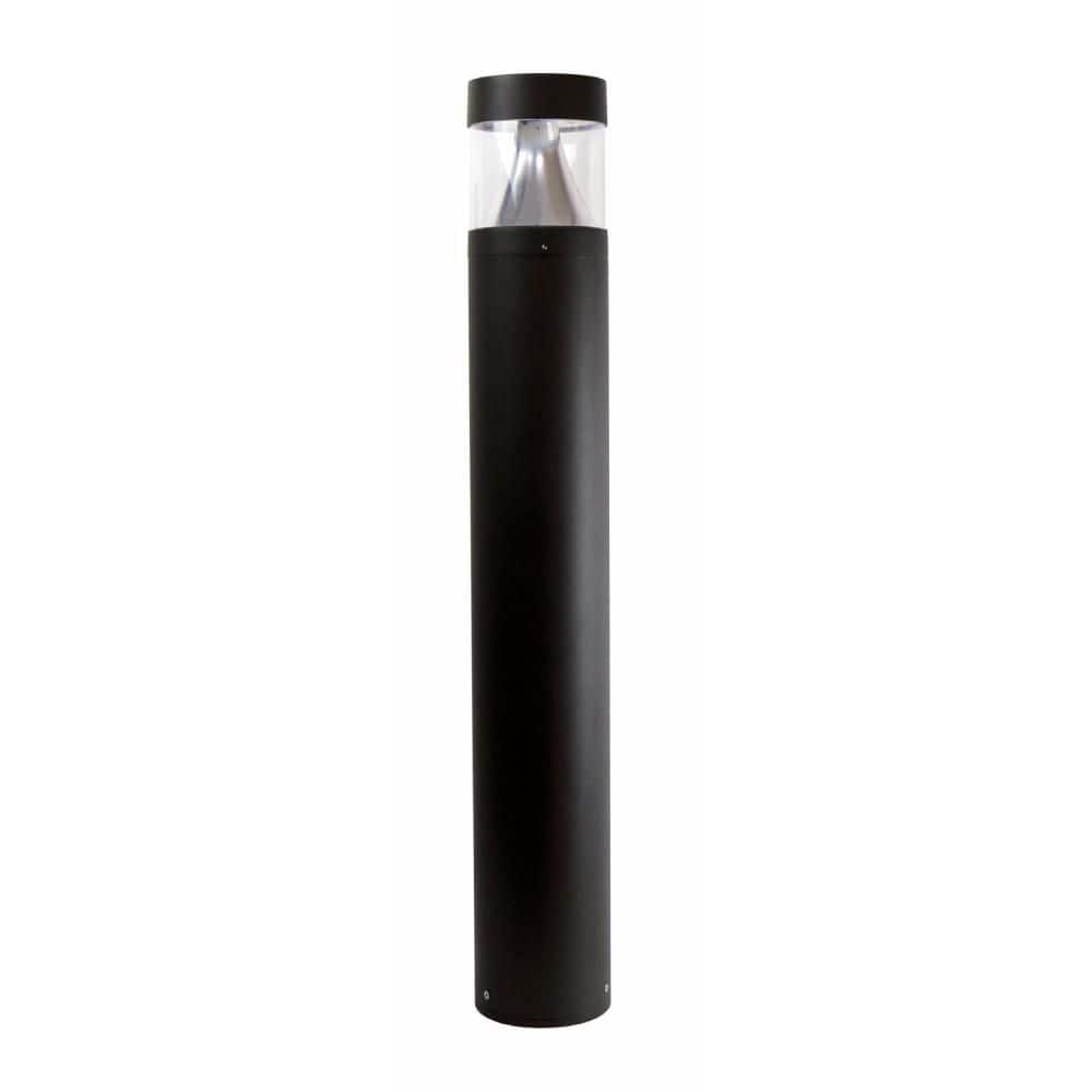 SOLUS Round 202BC Line-Voltage Black Aluminum 3000 Lumen Hardwired Bollard Light with Tunable CCT and Switchable Wattage