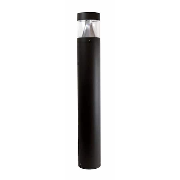 Round 202BC Line-Voltage Black Aluminum 3000 Lumen Hardwired Bollard Light with Tunable CCT and Switchable Wattage