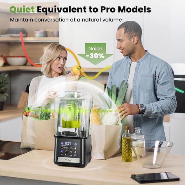 64 oz. 1500W Professional 9-Speeds Black Vacuum Blender with 6