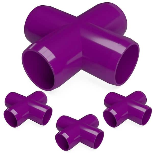 Formufit 1 in. Furniture Grade PVC Cross in Purple (4-Pack)
