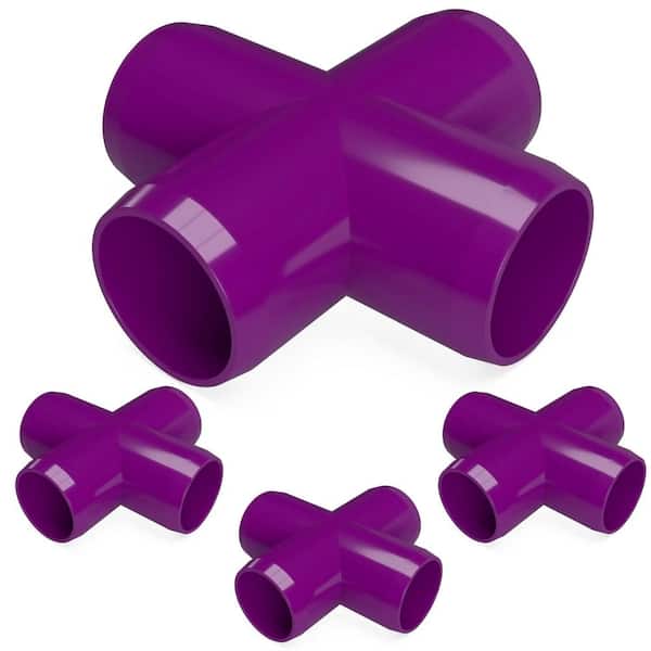 Formufit 1-1/4 in. Furniture Grade PVC Cross in Purple (4-Pack)