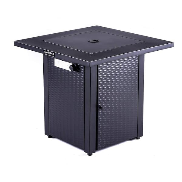 COOLSHARK 28 in. Propane Fire Pit Table 50000 BTU Outdoor Steel Gas Fire Pit Table with Fire Pit Lid, Rocks, ETL Certification