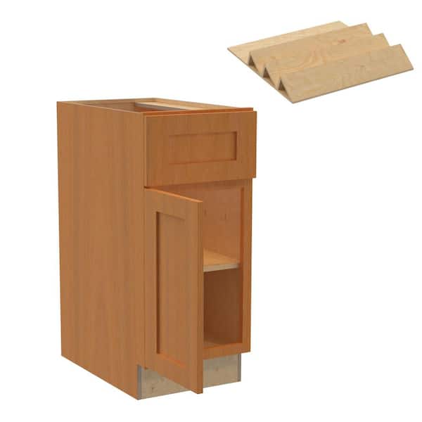 Home Decorators Collection Newport 18 in. W x 24 in. D x 34.5 in. H Assembled Plywood Base Kitchen Cabinet in Cinnamon with Spice Soft Close LH