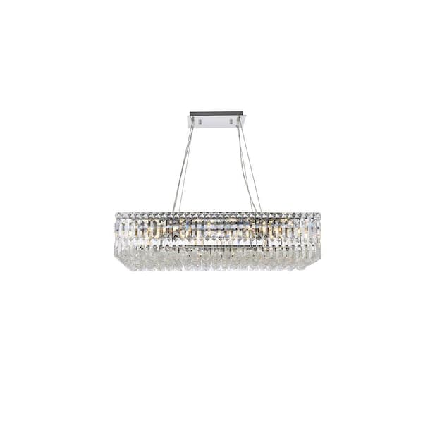 Unbranded Timeless Home 32 in. L x 16 in. W x 7.5 in. H 16-Light Chrome Contemporary Chandelier with Clear Crystal
