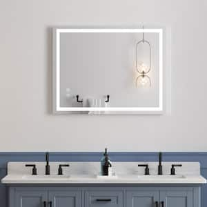 36 in. W x 28 in. H Rectangular Frameless Wall LED Bathroom Vanity Mirror with Defogging Dimmable Memory Function