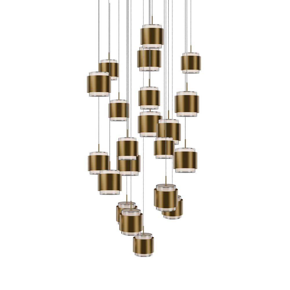 Banded 21-Light Aged Brass Integrated LED Round Pendant Light Selectable 4CCT 2700K-3000K-3500K-4000K price history on PriceWatchPro
