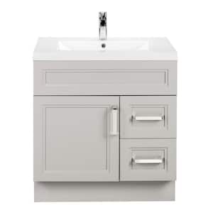 Urban 30 in. W x 21 in. D x 35 in. H Bathroom Vanity in Morning Dew with Marble Vanity Top with White Basin