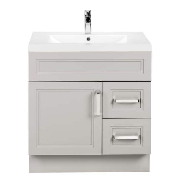 Cutler Kitchen and Bath Urban 30 in. W x 21 in. D x 35 in. H Bathroom Vanity in Morning Dew with Marble Vanity Top with White Basin