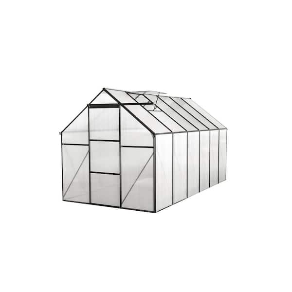 146.06 in. W x 74.80 in. D x 76.77 in. H Heavy Duty Walk-in Greenhouse with Anchor Aluminum, Black