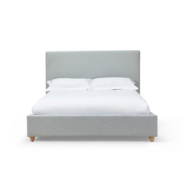 Benjara Azin Gray Wood Frame King Size Platform Bed with