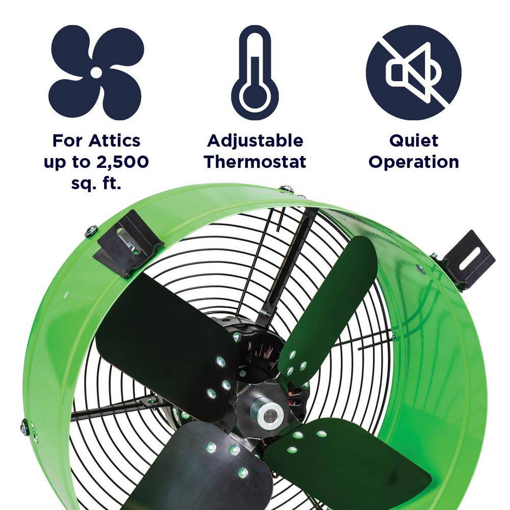 Green Galvanized Steel 15-Inch Gable Mount Attic Fan