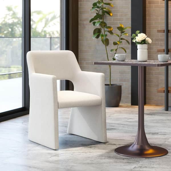 ZUO Minet Linen White Poly Linen Dining Chair