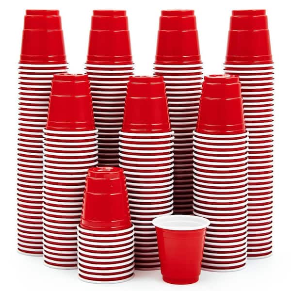 2 oz. BPA-Free Plastic Red Disposable Stackable Shot Glasses for Holiday Party (Set of 300)