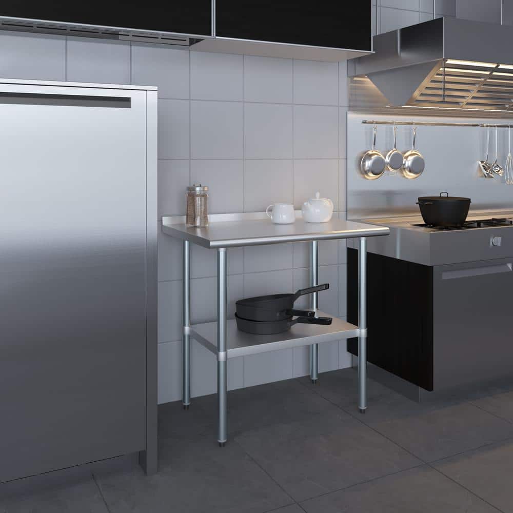 36 Inch Stainless Steel Kitchen Utility Table with Adjustable Shelf
