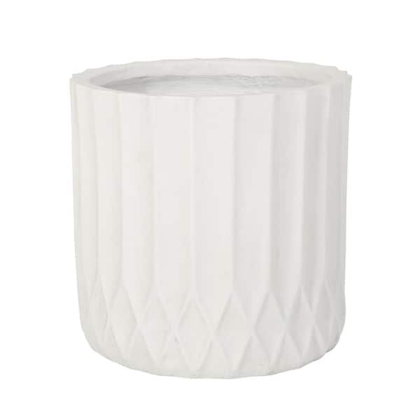 Morelos 13 in. W x 12.5 in. H Antique White Concrete Outdoor Patio Lightweight Planter Decorative Pots