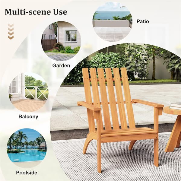 HONEY JOY 2 Piece Outdoor Adirondack Chair Solid Acacia Wood Fire