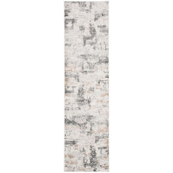 Vogue Beige/Charcoal 2 ft. x 20 ft. Geometric Runner Rug